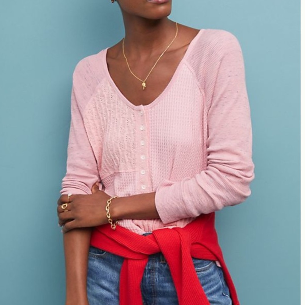 Saturday Sunday Patchwork Waffle Top